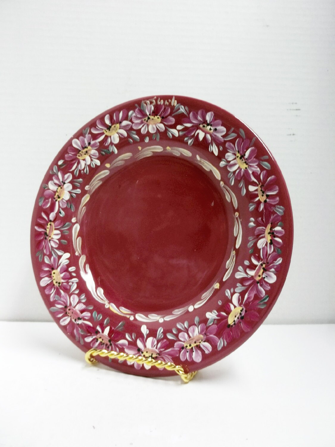 Stoneware Plate Burgundy Cookie Plate Serving Plate Etsy