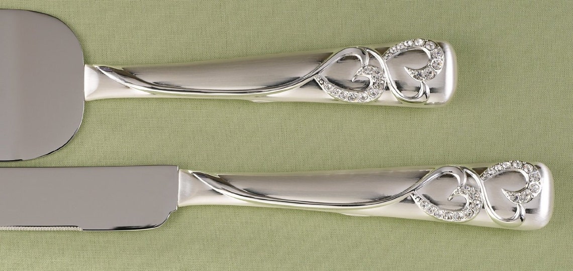 Black Engraved Wedding Cake Knife and Serving Set Etsy
