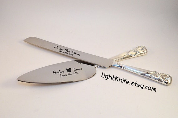 Disney inspired Wedding  Black Engraved Wedding  Cake  Knife  