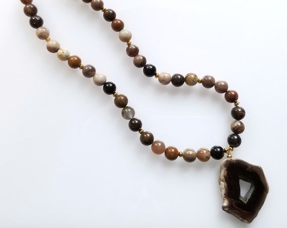 Jasper Necklace, Outback Jasper Necklace, Brown Necklace, Chunky Necklace, Pendant Necklace, Statement Necklace