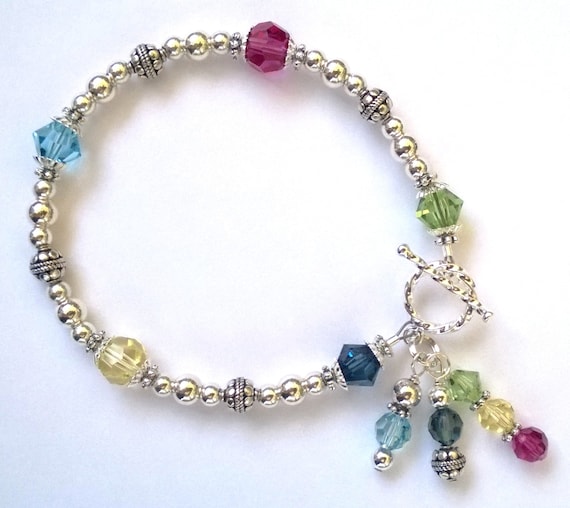 Swarovksi Crystal Bracelet, Crystal Bracelet, Multi-Color Bracelet, Silver Bracelet