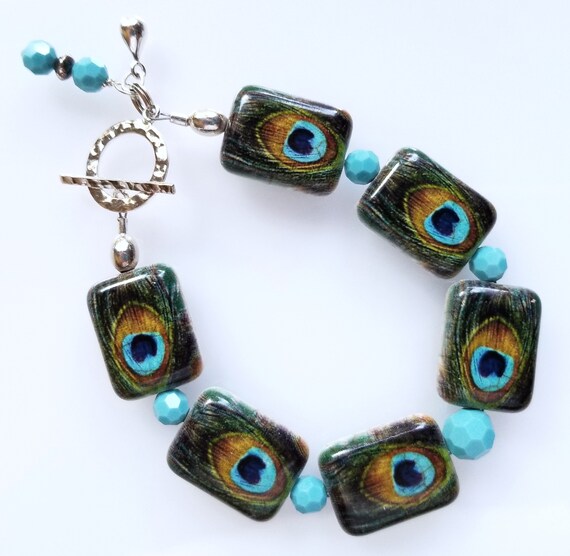 Stone Bracelet, Peacock Bracelet, Multi-Color Bracelet, Turquoise Bracelet, Boho Bracelet