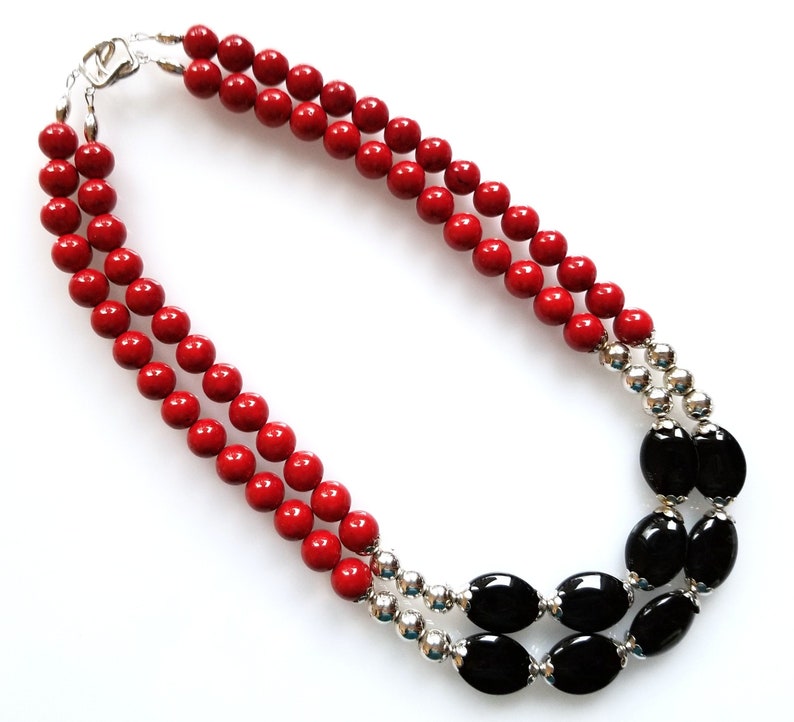 Red and Black Necklace Red Necklace Black Necklace Etsy
