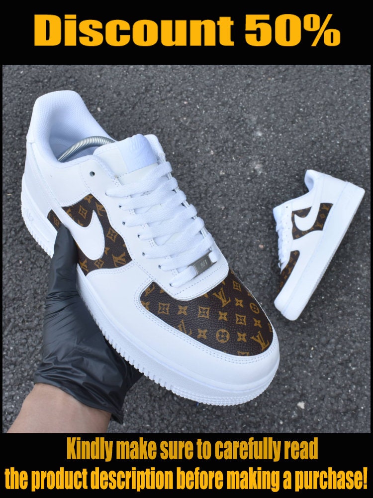 Brown and cream Louis Vuitton Air Force 1 Custom - Owl Fashion Shop