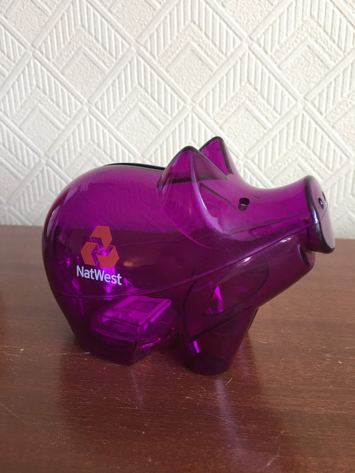 Vintage NatWest Plastic Purple Piggy Bank With Key Etsy