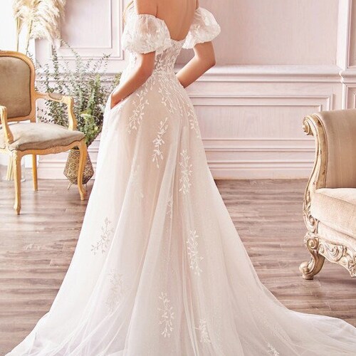 Floral Applique 3D Unique Wedding Ball Gown Boho White Lace - Etsy
