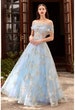 Serenity Glitter Strapless Sheer Corset Formal Gown | Floral A-Line | Removable Shawl | Formal Prom Gala Dress 