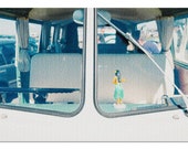 Close Up of Split Windshield of a Camper Van with Hula Girl on the Dashboard 9016266 (20x30 Premium 1000 Piece Jigsaw Puzzle, Made in USA )