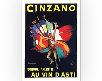 Cinzano Tonique Aperitif Drink Flags USA Italy Vintage Poster Repro FREE S//H