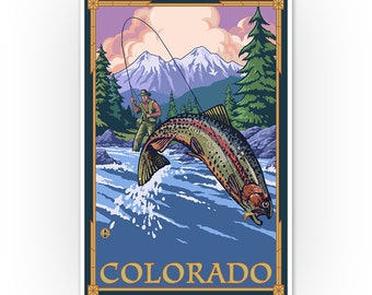 Outdoor fly fishing Fishing Poster Vintage Reproduction 16x20 inch Fishing