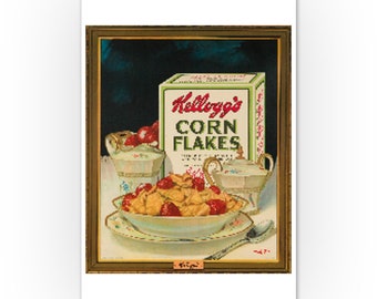 VINTAGE KITCHEN AD Kelloggs Corn Flakes Ad Classic Mid Century Ad Retro Cut