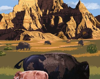 dakota bison print etsy