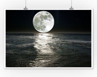 Full Moon Over Ocean Landscape Tapestry By Artist Dan Morris Home Decor Nucleus Tapestries