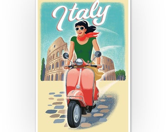A1 SIZE PRINT FOR YOUR FRAME ELEPHANT ON A BIKE VESPA SCOOTER ART Painting