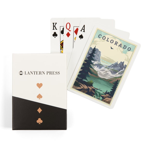 Playing Cards, Colorado, Lake, Lithograph, Lantern Press Artwork, 52 Card Deck with Jokers in Box, Unique Art