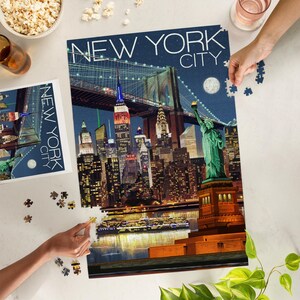 Puzzle, New York, Skyline at Night, 1000 Pieces, Unique Jigsaw, Family ...