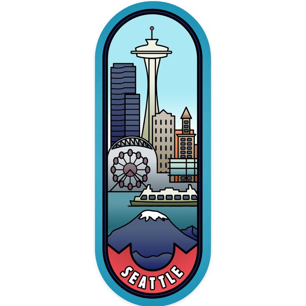 Sticker,  Seattle, Washington, Skyline, Vector Line, Contour , Vinyl Die Cut, Waterproof Outdoor Use