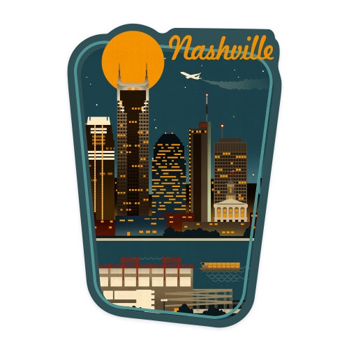 Nashville Tennessee Music City Guitar - Nashville - Sticker | TeePublic