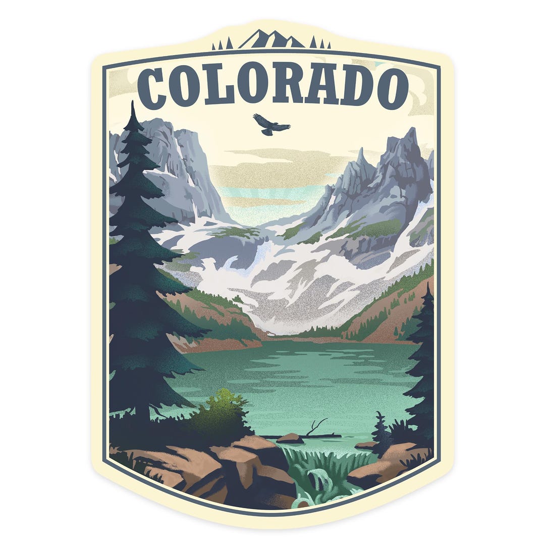 Lithography Sticker Sticker, Colorado Lake Lithograph , Vinyl Die Cut, Waterproof Outdoor ...