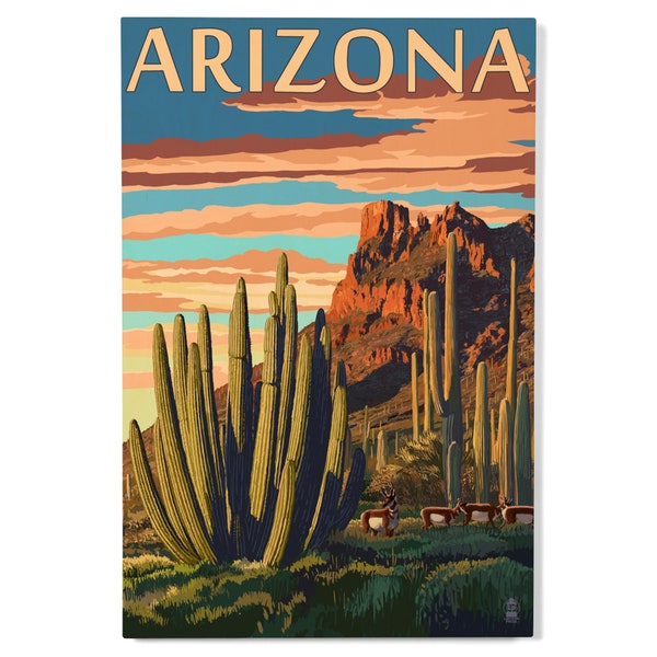 Birch Wood, Arizona, Organ Pipe Cactus, Sustainable Sign or Postcards, Ready to Hang Art