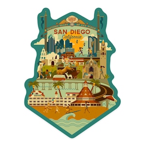 Sticker,  San Diego, California, Geometric, , Vinyl Die Cut, Waterproof Outdoor Use
