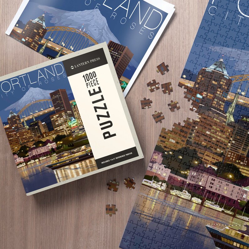Puzzle Portland Oregon Skyline at Night 1000 Pieces Etsy