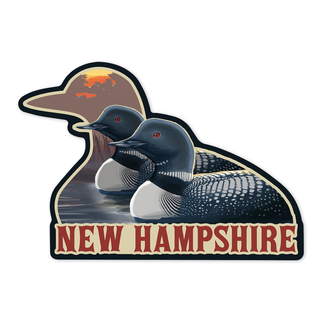 Sticker, New Hampshire, Common Loon, , Vinyl Die Cut, Waterproof ...