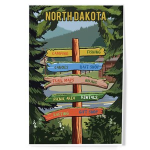 Impresiones, Dakota del Norte, Señalización, Bosque y campamento, Pósteres, Listo para colgar