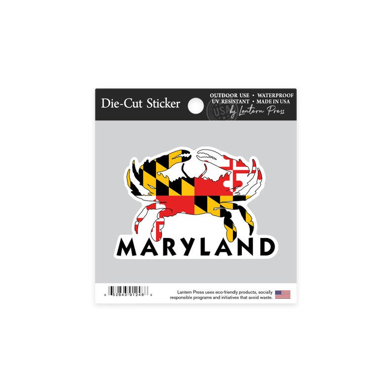 Sticker Maryland Crab Flag Contour Lantern Press Artwork - Etsy