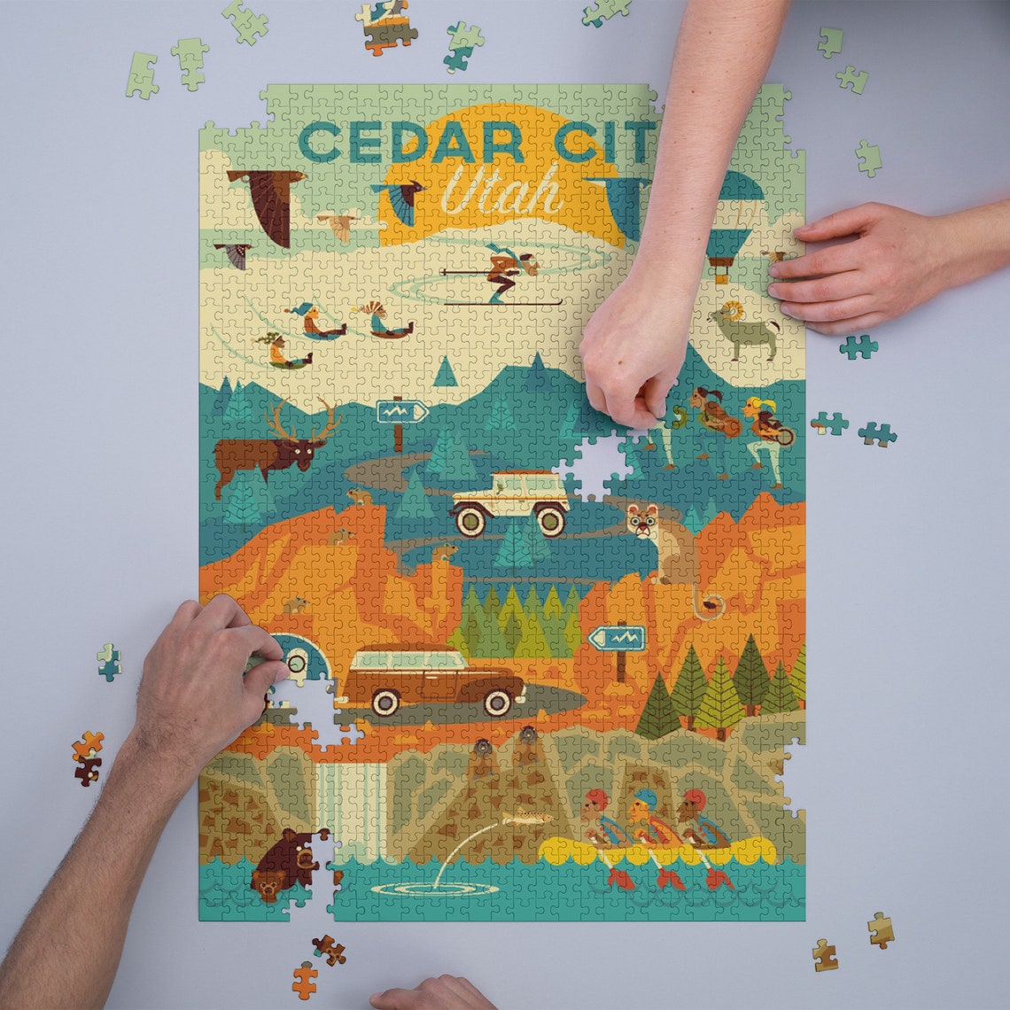 Puzzle Cedar City Utah Mountain Geometric 1000 Pieces Etsy