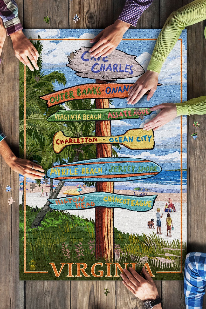 Cape Charles Virginia Destination Signpost 19x26 Premium Etsy