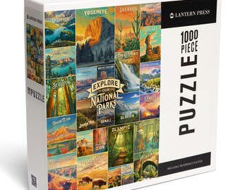 Puzzle, Oil Painting National Park Series, Collage, Explore our National Parks, 1000 Pieces, Unique Jigsaw, Family, Adults