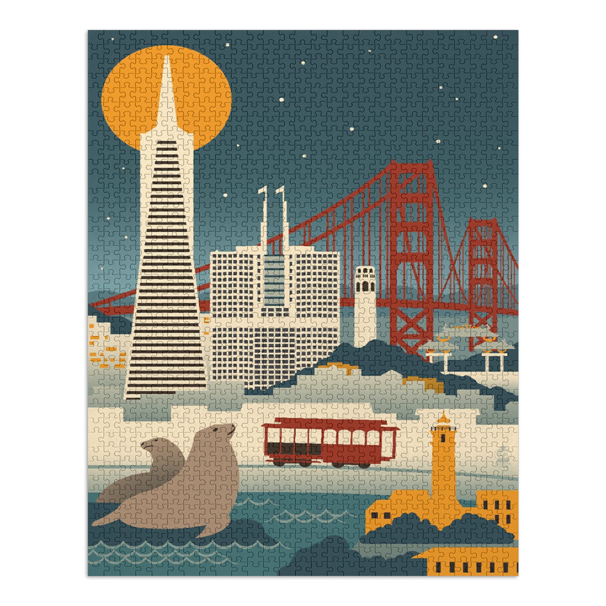 Jigsaw Puzzle San Francisco California Retro Skyline | Etsy
