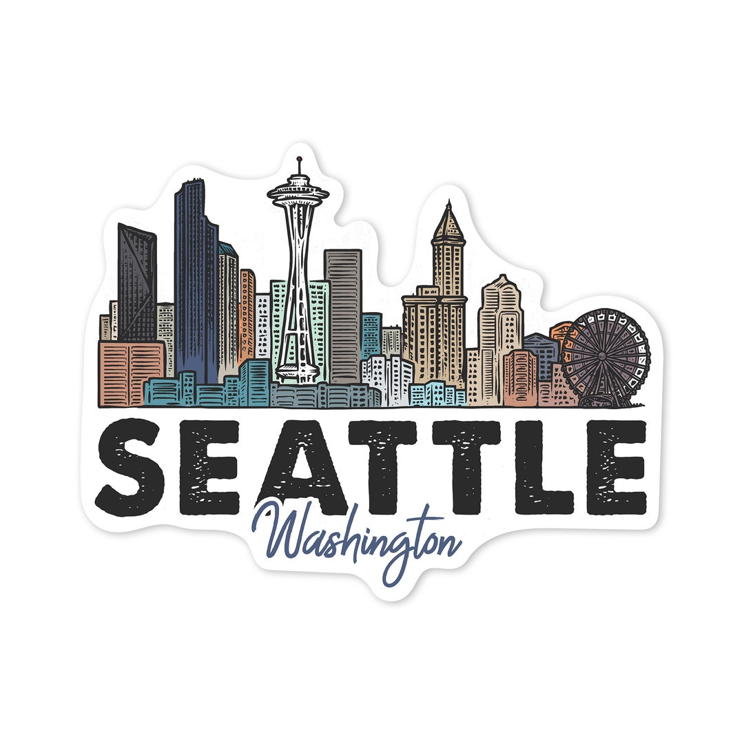 Seattle Skyline Sticker, Waterproof Vinyl Decal - Etsy