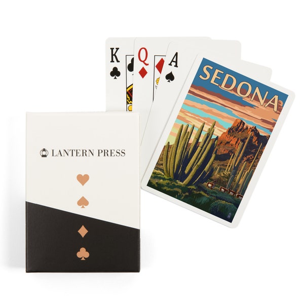 Playing Cards, Sedona, Arizona, Organ Pipe Cactus, 52 Card Deck with Jokers in Box, Unique Art