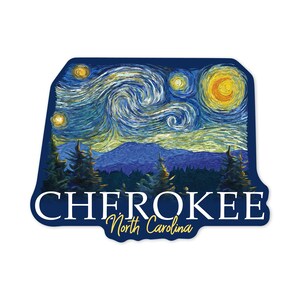 Sticker,  Cherokee, North Carolina, Starry Night, , Vinyl Die Cut, Waterproof Outdoor Use