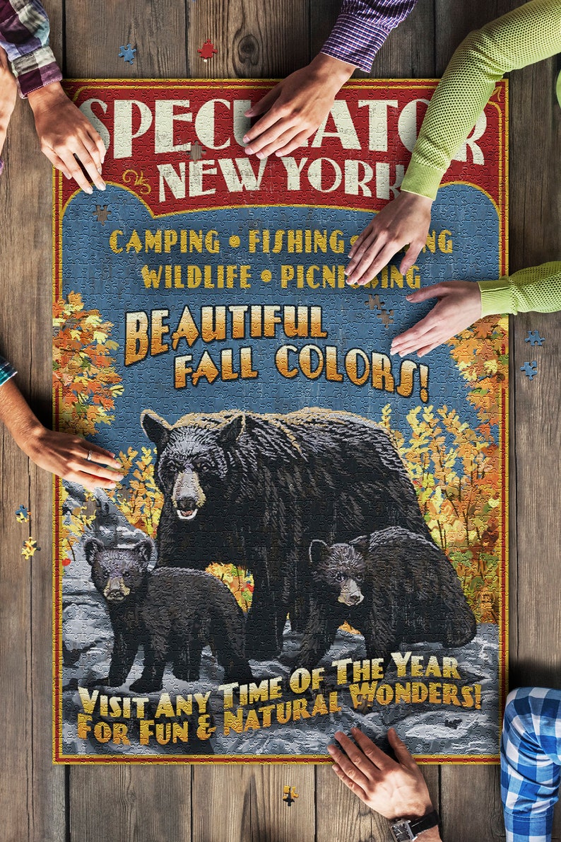Speculator New York Black Bear Family Vintage Sign 19x26 Etsy