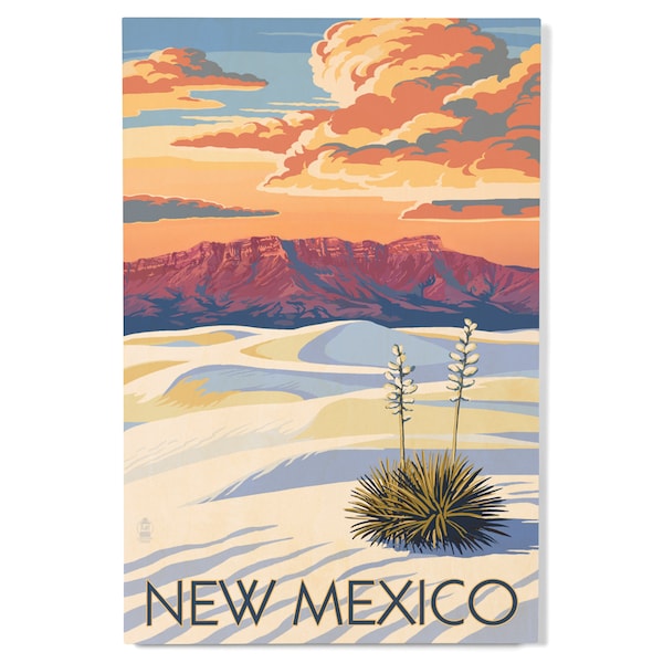 Birch Wood, New Mexico, White Sands Sunset, Sustainable Sign or Postcards, Ready to Hang Art