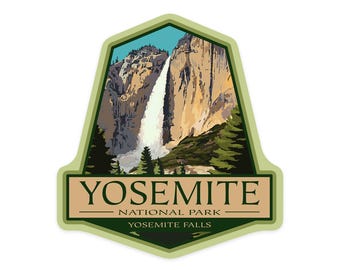 Sticker,  Yosemite National Park, California, Yosemite Falls, , Vinyl Die Cut, Waterproof Outdoor Use