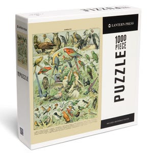 Puzzle, Birds, A, Vintage Bookplate, Adolphe Millot Artwork, 1000 Pieces, Unique Jigsaw, Family, Adults