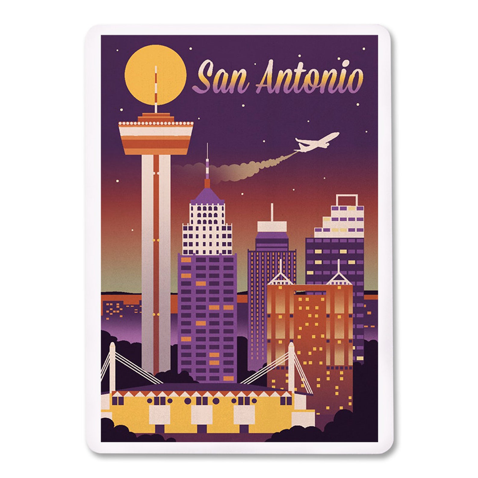 Playing Cards San Antonio Texas Retro Skyline Chromatic Etsy