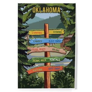 Impresiones, Oklahoma, Señalización, Bosque y campamento, Pósteres, Listo para colgar