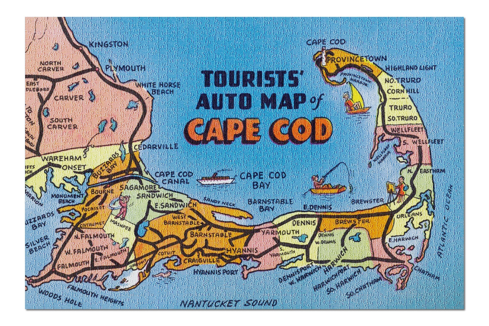 Cape Cod Massachusetts Detailed Auto Map of Cape Cod Etsy