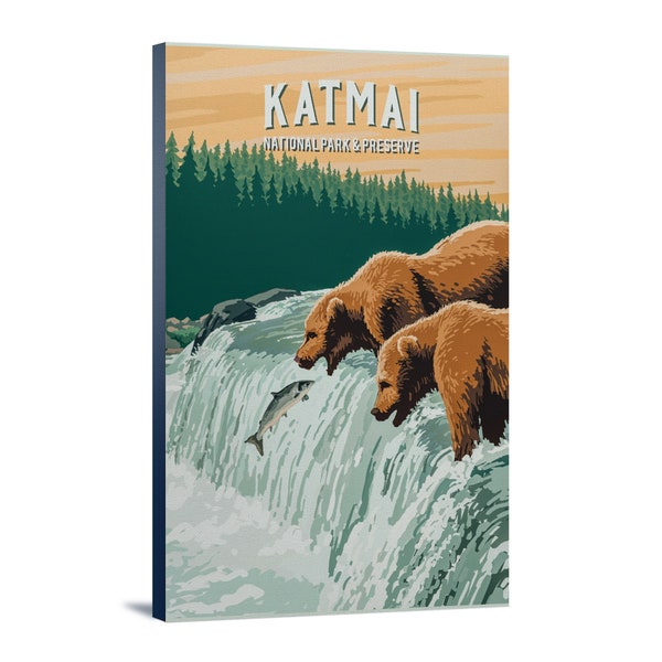 Canvas Art, Katmai National Park, Alaska, Painterly National Park Series, Gallery Quality Decor, Hang Ready