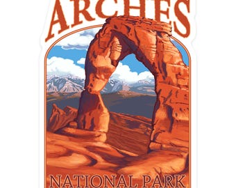 Sticker,  Arches National Park, Utah, Delicate Arch, Painterly Series, , Vinyl Die Cut, Waterproof Outdoor Use