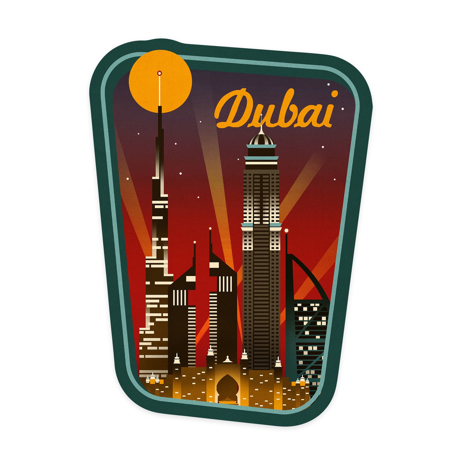 Sticker Dubai United Arab Emirates Retro Skyline Contour Etsy