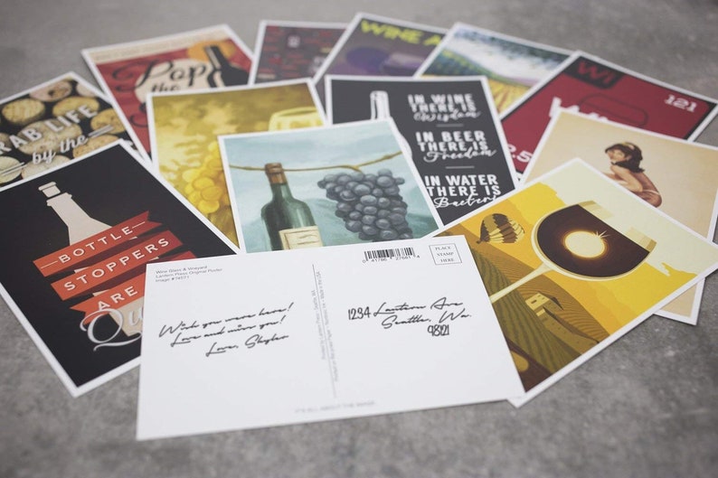 Postcards, Wine Themed Collection Set, 12 Different Original Hand Illustrated 4x6 Postcards by Lantern Press zdjęcie 5