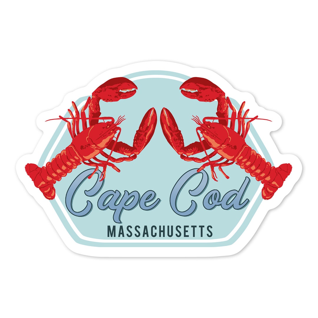 Sticker, Cape Cod, Massachusetts, Lobsters, Contour, Lantern Press ...