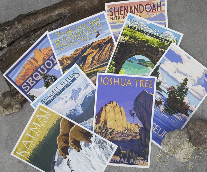 62 National Parks Postcard Set of 62 Different Original Hand Etsy