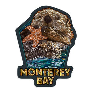 Adhesivo, Bahía de Monterey, California, Nutria, Mosaico, Vinilo troquelado, Resistente al agua para uso exterior